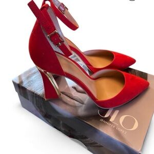 Jennifer Lopez Red Velvet Heels